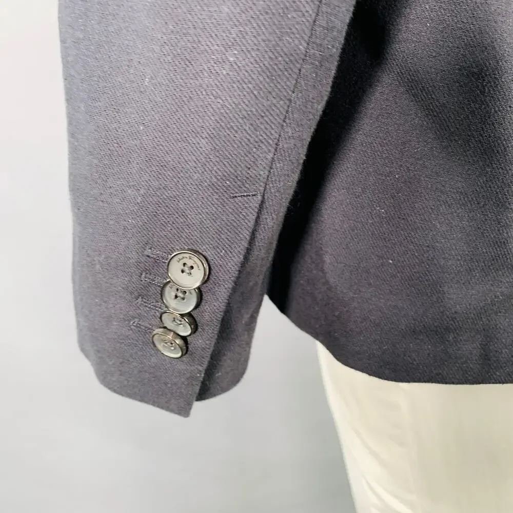 SALVATORE FERRAGAMO Size 42 Navy Twill Virgin Wool Cotton Sport Coat